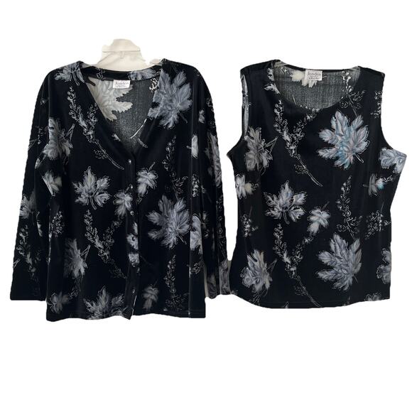 VTG Metallic Set Jonden Linda Leal Soft Stretch Velvet Shell Sweater Stretch - Picture 1 of 5